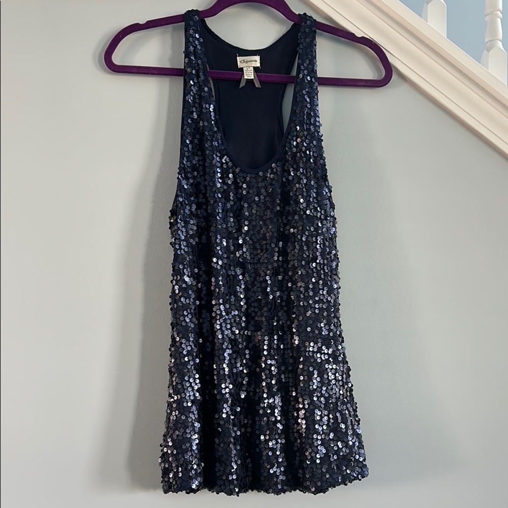 Bundle 5 items @ 5$, pay only 15$ - 2 items free! Sequin Tank Top in Navy blue